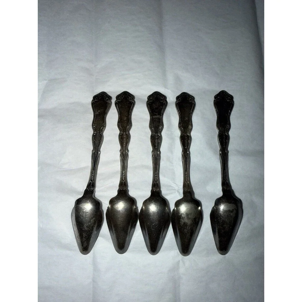 Antique 1907 Rogers AA Alhambra Silverplate Fruit Spoons Set of 5